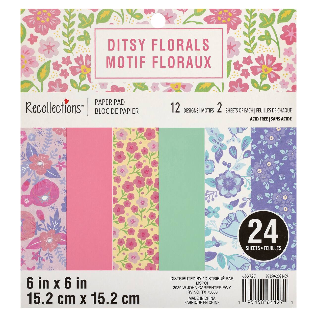 12 Pack: Ditsy Floral Paper Pad by Recollections™, 6" x 6"